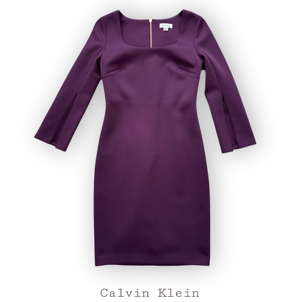 Calvin Klein Rich Purple 3/4 Sleeve Dress